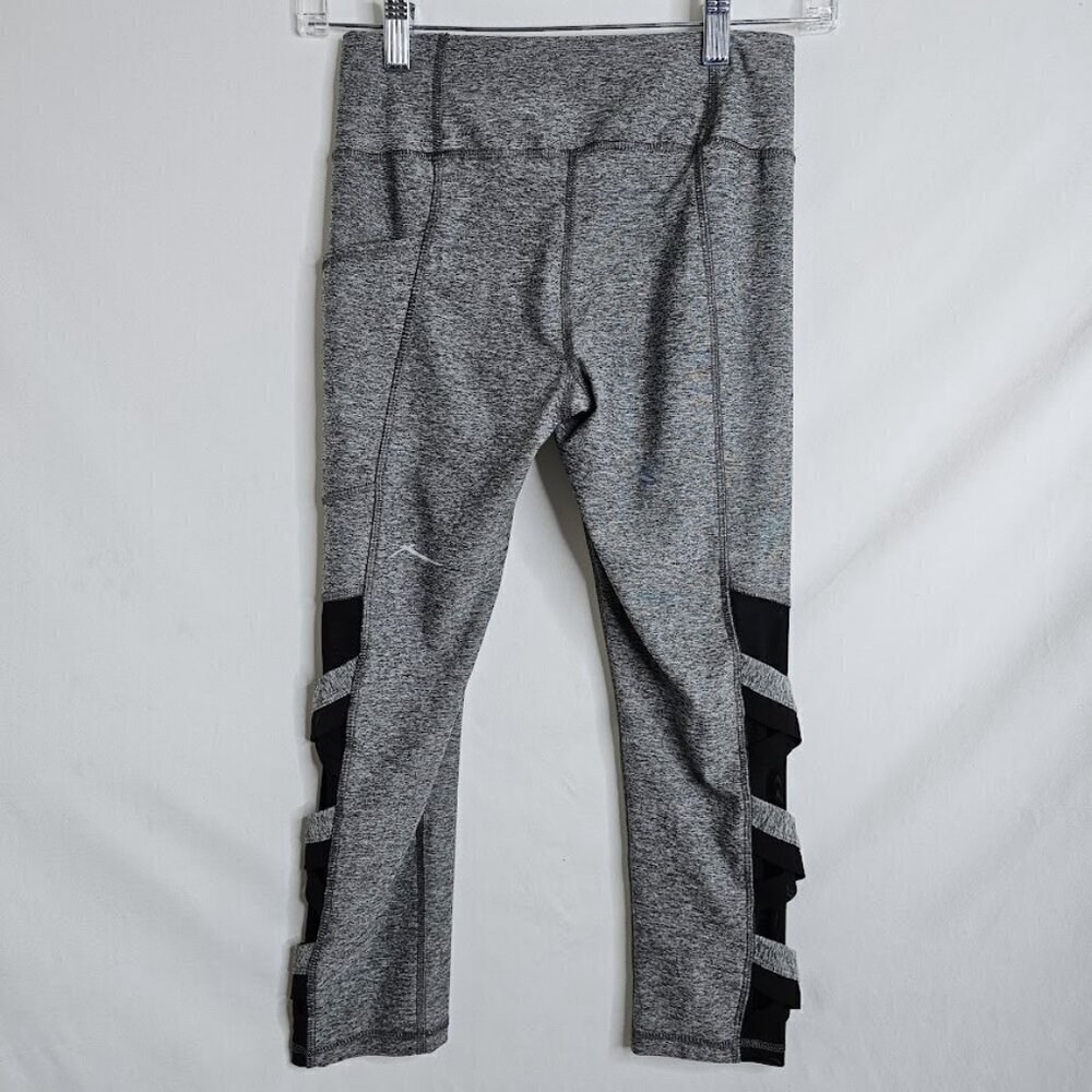 Women's X BY GOTTEX Cropped Leggings size XS GRAY BLACK Pocket Athleisure Capri - Picture 7 of 8